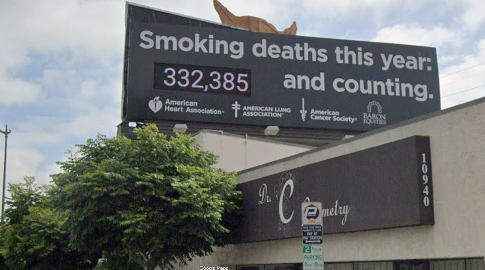 An anti-smoking billboard is an LA New Year's mainstay. What do its  sponsors think?