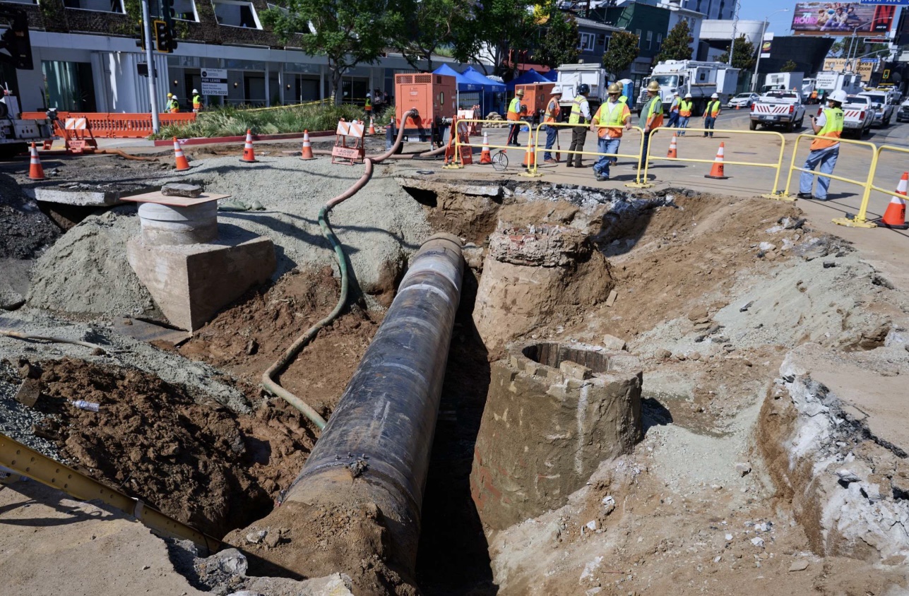laist.com - Robert Garrova - Crews make progress on ruptured West Hollywood water main; no completion date yet