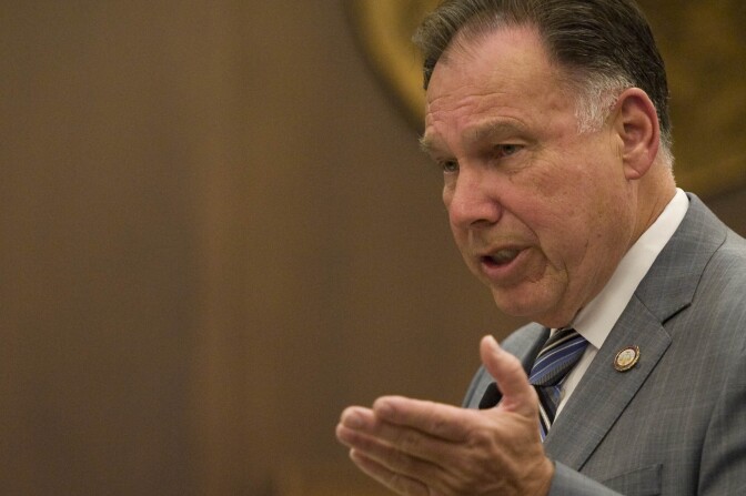 File: Orange County district attorney Tony Rackauckas delivers his rebuttal closing argument in the trial of two former Fullerton police officers who were facing charges related to the death of Kelly Thomas, a homeless man, who died after a violent 2011 confrontation with the then officers.