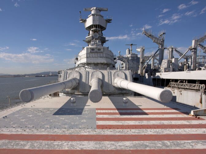 The USS Iowa berthed at its permanent home in the Port of Los Angeles in San Pedro, California.