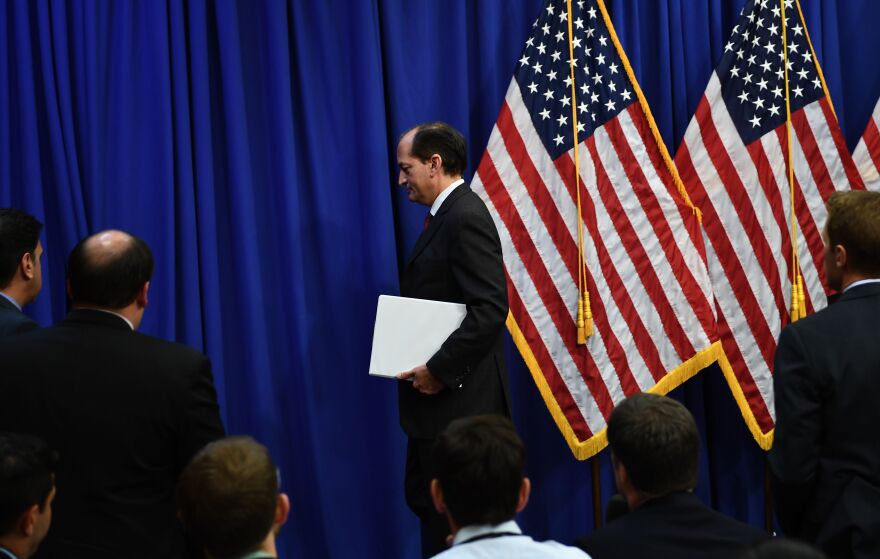 Labor Secretary Alexander Acostaleaves after a press conference at the US Department of Labor on July 10, 2019 in Washington,DC. - Democratic Party leaders called on July 9, 2019 for the resignation of President Donald Trump's secretary of labor over a secret plea deal he made a decade ago with a wealthy hedge fund manager accused of sexually abusing young girls. Labor Secretary Alexander Acosta, 50, was serving as a federal prosecutor in Florida when his office entered into the controversial plea agreement with financier Jeffrey Epstein. (Photo by Brendan Smialowski / AFP)        (Photo credit should read BRENDAN SMIALOWSKI/AFP/Getty Images)