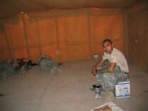 Jesus Medina at an Army base in Kuwait in 2005, waiting to deploy to Mosul, Iraq.