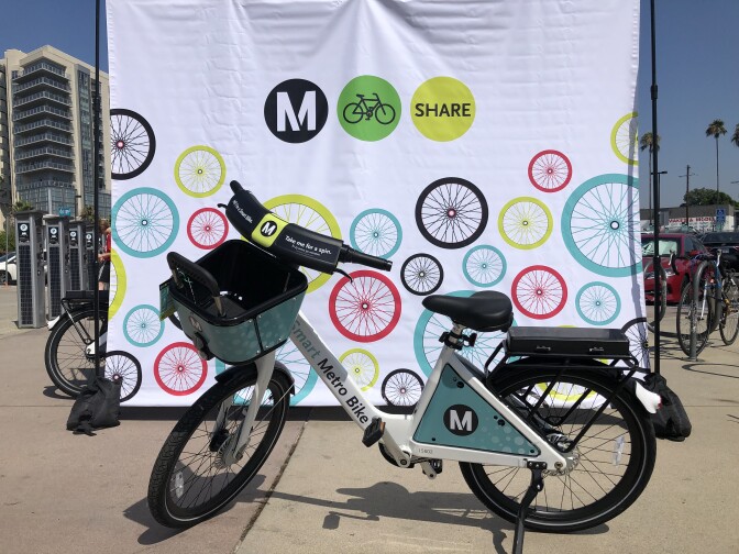 One of the new smart bikes Metro has brought to North Hollywood area. 