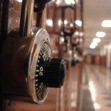 A row of lockers in a high school hallway.
