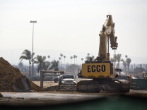 Construction continues at Hollywood Park in Inglewood on Monday, March 9. Re-development plans of the 238-acre site include housing, retail space, offices and a hotel.