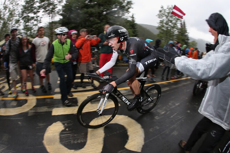 VAIL, CO - AUGUST 23:  Jens Voigt of Germany riding for Trek Factory Racing races to 18th place in the individual time trial during stage six of the 2014 USA Pro Challenge on August 23, 2014 in Vail, Colorado.  (Photo by Doug Pensinger/Getty Images)