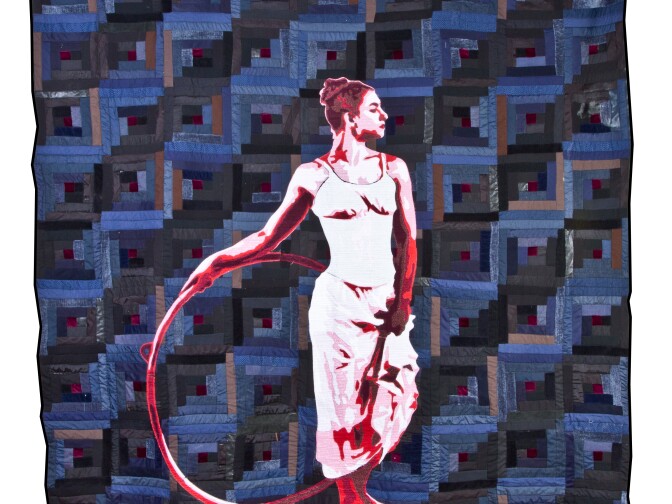 Luke Haynes, (The American Context #14) Madame X, 2013, used clothing, new fabric, cotton batting, thread, 90” x 90”. Courtesy of the artist. 