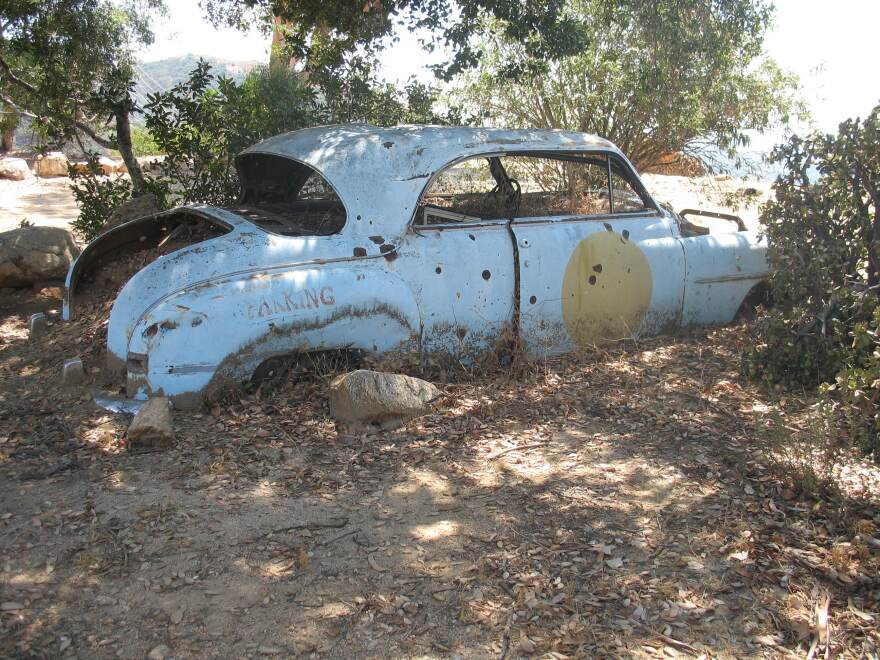 An abandoned car marks the former spot of the Owen Brown cabin