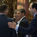 NEW YORK, NY - NOVEMBER 17: Retired Lt. Gen. Michael Flynn (C) arrives at Trump Tower, November 17, 2016 in New York City. President-elect Donald Trump and his transition team are in the process of filling cabinet and high level positions for the new administration. Trump campaign senior advisor Boris Epshteyn is seen at right. (Photo by Drew Angerer/Getty Images)