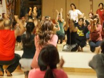 Nakul Dev Mahajan (in red) leads a ladies-only Bollywood class in a one-hour nonstop workout at NDM Bollywood Dance Studios in Artesia, Calif. 