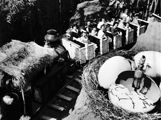 The end of Pacific Ocean Park's "Banana Train" Ride featured an animatronic bird that bid riders adieu while laughing maniacally.