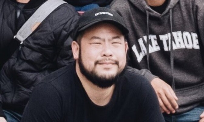 Photo of 36-year-old Taiwanese American man in beard and black cap