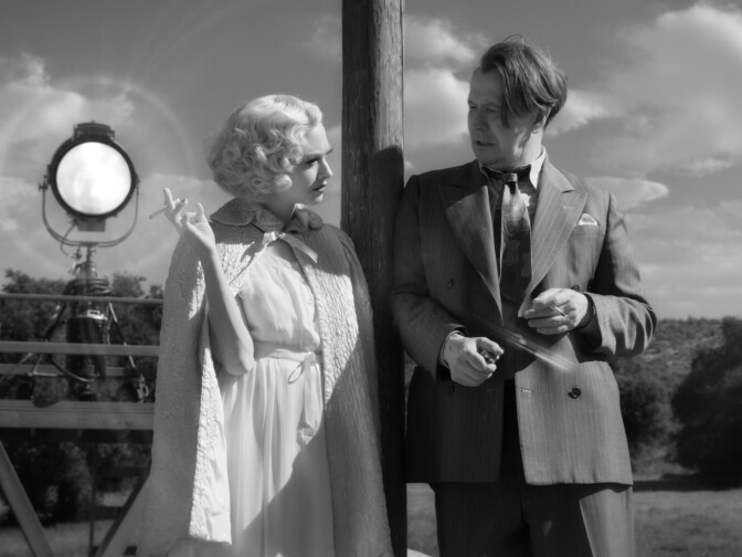 Amanda Seyfried as Marion Davies and Gary Oldman as Herman Mankiewicz in David Fincher's impressive <em>Mank.</em>
