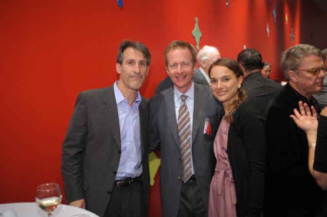 Sony CEO Michael Lynton, Chairman of CalArts Board of Trustees Austin Beutner, and actress Natalie Portman attend the REDCAT 5-Year Anniversary Gala on March 14, 2009 in Los Angeles, California.