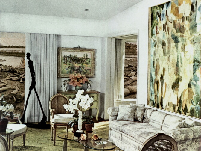 House Beautiful: Giacometti, from the series "House Beautiful: Bringing the War Home," c. 1967–1972. The Museum of Modern Art, New York. Committee on Photography and The Modern Women’s Fund. Digital Image © The Museum of Modern Art/Licensed by SCALA / Art Resource, NY Artwork © Martha Rosler, courtesy of the artist and Mitchell-Innes & Nash, NY