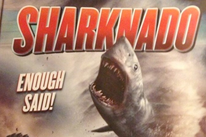 Image from the poster for "Sharknado."