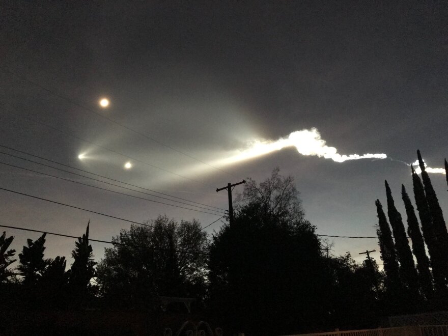 The object spotted in the skies above Los Angeles on the evening of Friday, Dec. 22, 2017 — a SpaceX rocket launch.