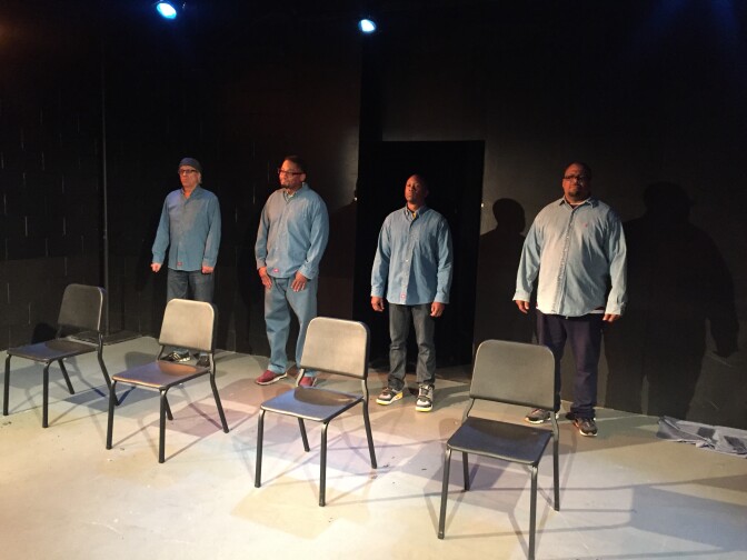 The piece "A Man Like Me" was initially co-written by four formerly incarcerated fathers. Since the project's beginning, two of the men had to leave because they got jobs, and two actors took their place. "At the end, I want you to look at all four of us like we're the same," participant Derrick Hill said. 