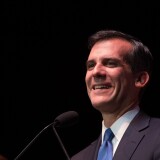 Eric Garcetti delivers a speech on May 21, 2013.
