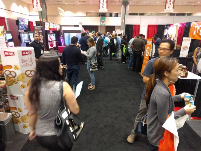 Attendees sample the offerings at the Western Foodservice and Hospitality Expo at the L.A. Convention Center on August 30, 2016.