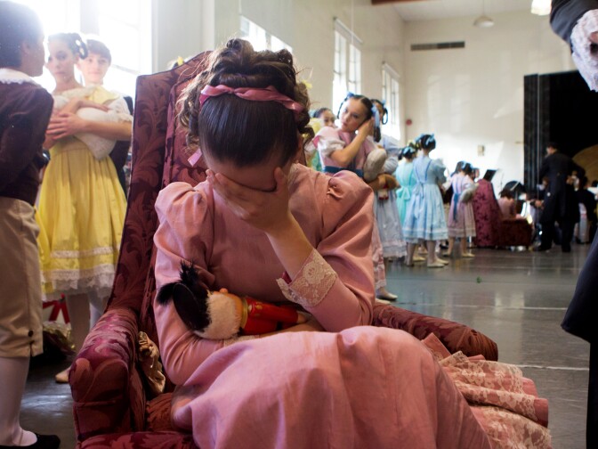 The character of Marie cries as part of rehearsal of The Nutcracker at Anaheim Ballet in Anaheim, Calif., Saturday, Dec. 8, 2012.