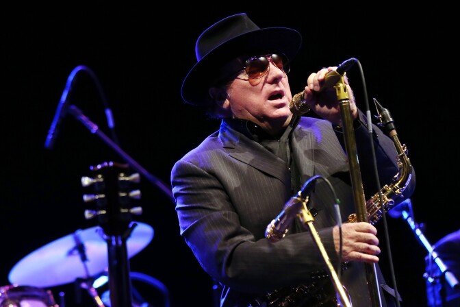 Irish blues and rock singer Van Morrison performs at the Olympia concert hall in Paris on September 14, 2012.