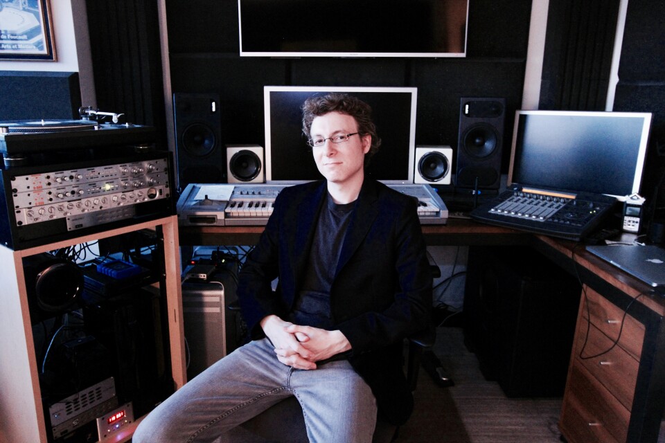 Composer Nicholas Britell in his studio. 