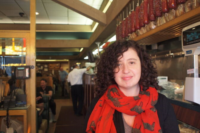 Elina Shatkin of Eat: Los Angeles and LA Weekly at Brent's Deli in Northridge.