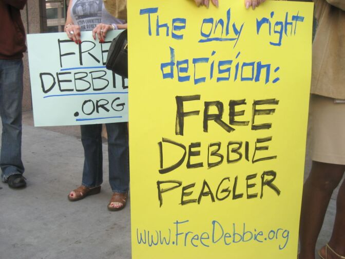 Activist urge Governor Schwarzenegger to release Deborah Peagler.