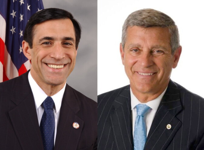 Republican Darrell Issa (R-Vista), at left, and his challenger, Democrat Doug Applegate. 