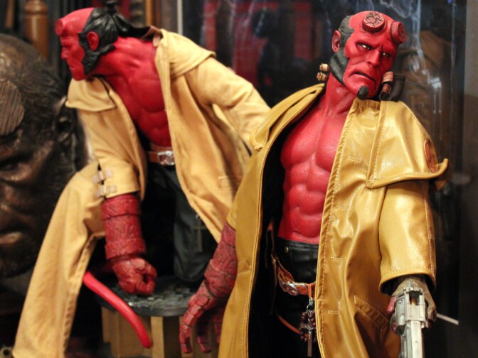 A "Hellboy" action figure. 