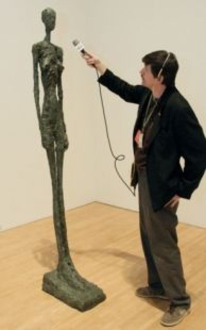 Off-Ramp host John Rabe tries for the second-hardest interview in show business, after JD Salinger. MOCA brought out the Giacometti's for its 30th birthday celebration.