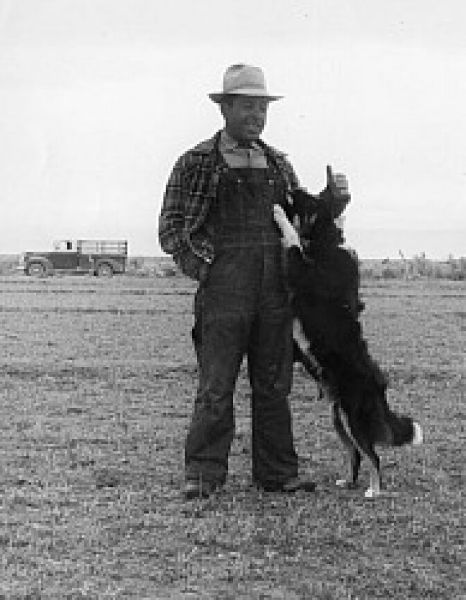 In this circa 1935 photo, a Basque shepherd poses with his sheep dog. Kevin Roderick says there used to be a lot of Basques around Encino, as you can tell from some of the street names.