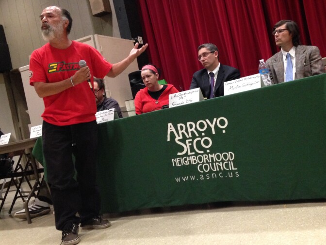 Ron, who said he's been living in the Arroyo Seco with his girlfriend, gave panelists an earful Tuesday. "None of you guys understand what it's like to be homeless," he said. "I'm asking for help. And I'm not asking for me. There's a gentleman back there who needs help. There's three or four other people that need help and I'm asking for them."