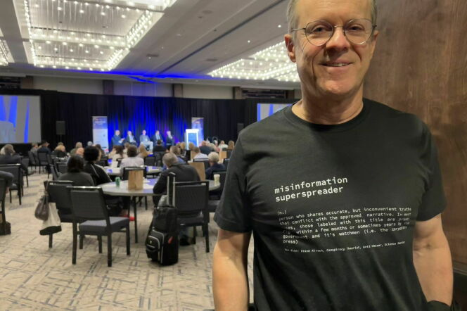 Steve Kirsch, a tech entrepreneur turned anti-vaccine activist, at a conference in Atlanta for future COVID and vaccine-related litigation that he helped organize and fund.