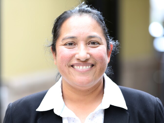 Olga Ayala at a candidate forum for Los Angeles City Council District 7 on Feb. 11, 2017.