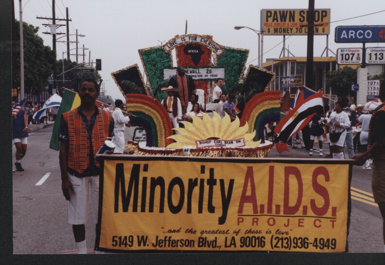 A photo of a rally in support of AIDS awareness