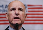 California Gov. Jerry Brown addresses a conference commemorating the 10th anniversary of the Center for American Progress in the Astor Ballroom of the St. Regis Hotel October 24, 2013 in Washington, DC. 