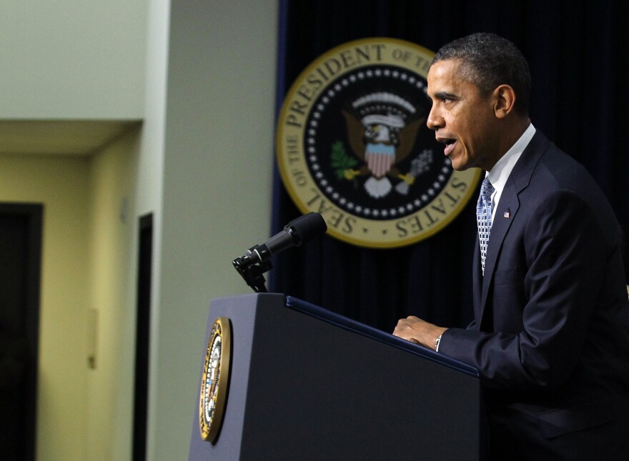 WASHINGTON, DC - FEBRUARY 14: U.S. President Barack Obama speaks about a payroll tax cut and unemployment insurance February 14, 2012 at the South Court Auditorium of the Eisenhower Executive Office Building of the White House in Washington, DC. Obama called on the Congress to extend the payroll tax cut and unemployment insurance through the end of the year.  (Photo by Alex Wong/Getty Images)