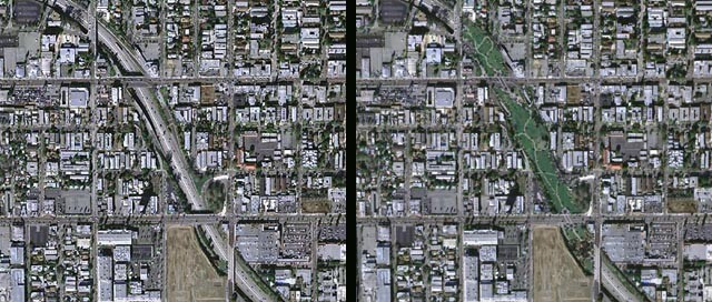 A satellite picture view of the Franklin Village area
