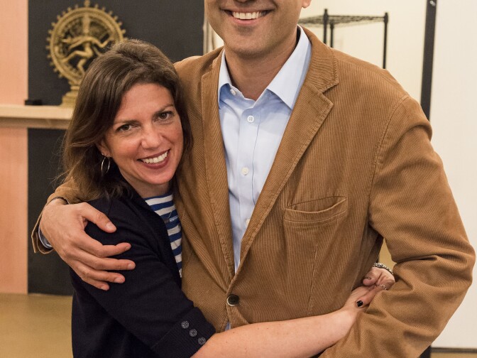 Director Kimberly Senior and playwright Ayad Akhtar in rehearsal for Akhtar’s Pulitzer-winning play “Disgraced,” which will be presented at the Center Theatre Group/Mark Taper Forum at the Los Angeles Music Center June 8 through July 17, 2016.
For tickets and information, please visit CenterTheatreGroup.org or call (213) 628-2772. 
Contact:  CTG Media and Communications/ (213) 972-7376/CTGMedia@ctgla.org
Photo by Craig Schwartz. 
