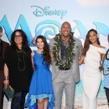 HOLLYWOOD, CA - NOVEMBER 14:  (L-R) Actors Alan Tudyk, Rachel House, Auli'i Cravalho, Dwayne Johnson, Nicole Scherzinger, and Temuera Morrison attend The World Premiere of Disneys "MOANA" at the El Capitan Theatre on Monday, November 14, 2016 in Hollywood, CA.  (Photo by Jesse Grant/Getty Images for Disney)