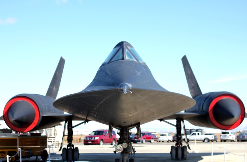 SR-71A #973 at the Blackbird Airpark in Palmdale. The Blackbird can cruise at more than three times the speed of sound.


