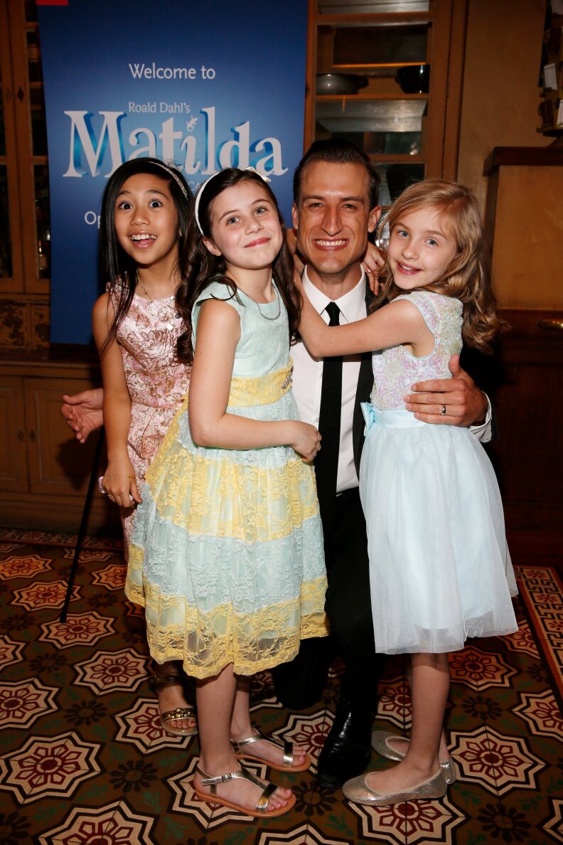 LOS ANGELES, CA - JUNE 7: (L-R) Cast members Gabby Gutierrez, Mia Sinclair Jenness, Bryce Ryness and Mabel Tyler pose during the party for the opening night performance of "Matilda The Musical" at Center Theatre Group/Ahmanson Theatre on June 7, 2015, in Los Angeles, California. (Photo by Ryan Miller/Capture Imaging)