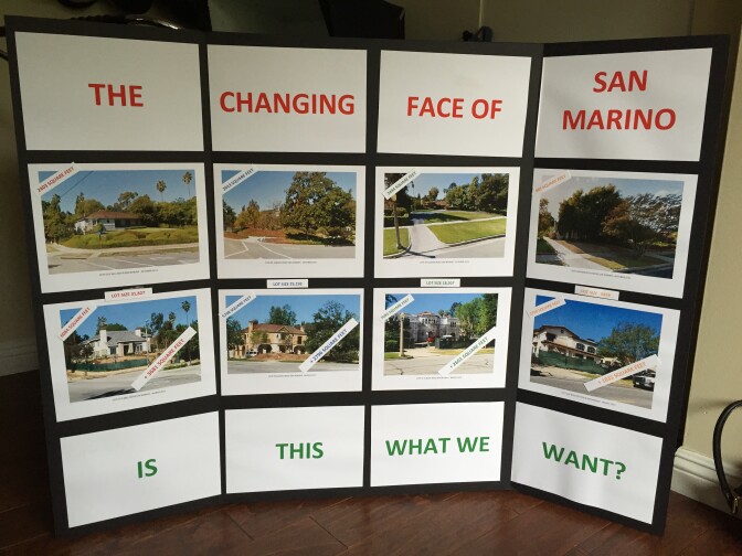 Lumley put together a display of examples of mansionization to show city officials.