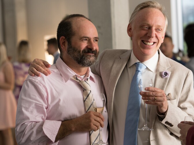 Cinematographer Xavier Grobet and writer-director Mike White on the set of "Brad's Status."