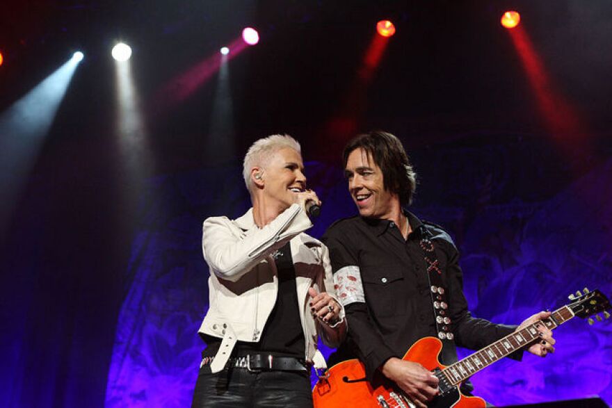 Marie Fredriksson and Per Gessle of the band Roxette performing in Sydney, Australia on February 17, 2012.