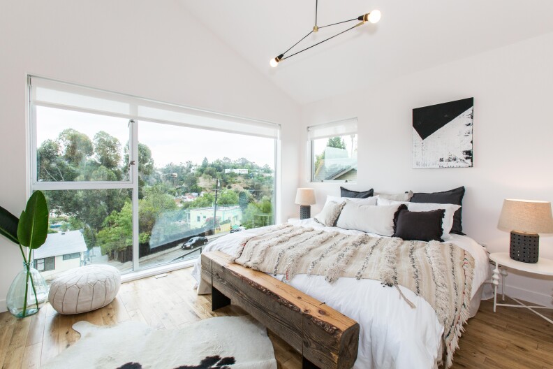 A bedroom in one of the homes in the Blackbirds housing development in Echo Park.  Christine Bullard