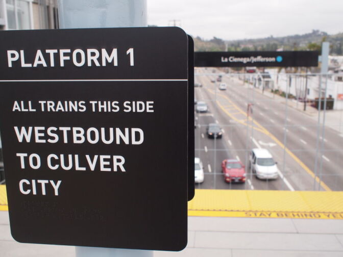 The La Cienega/Jefferson Exposition Line station in West Los Angeles