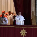 The new pope, Argentinian cardinal Jorge Mario Bergoglio, appears on the balcony of St Peter's Basilica after being elected the 266th pope of the Roman Catholic Church on March 13, 2013, at the Vatican.